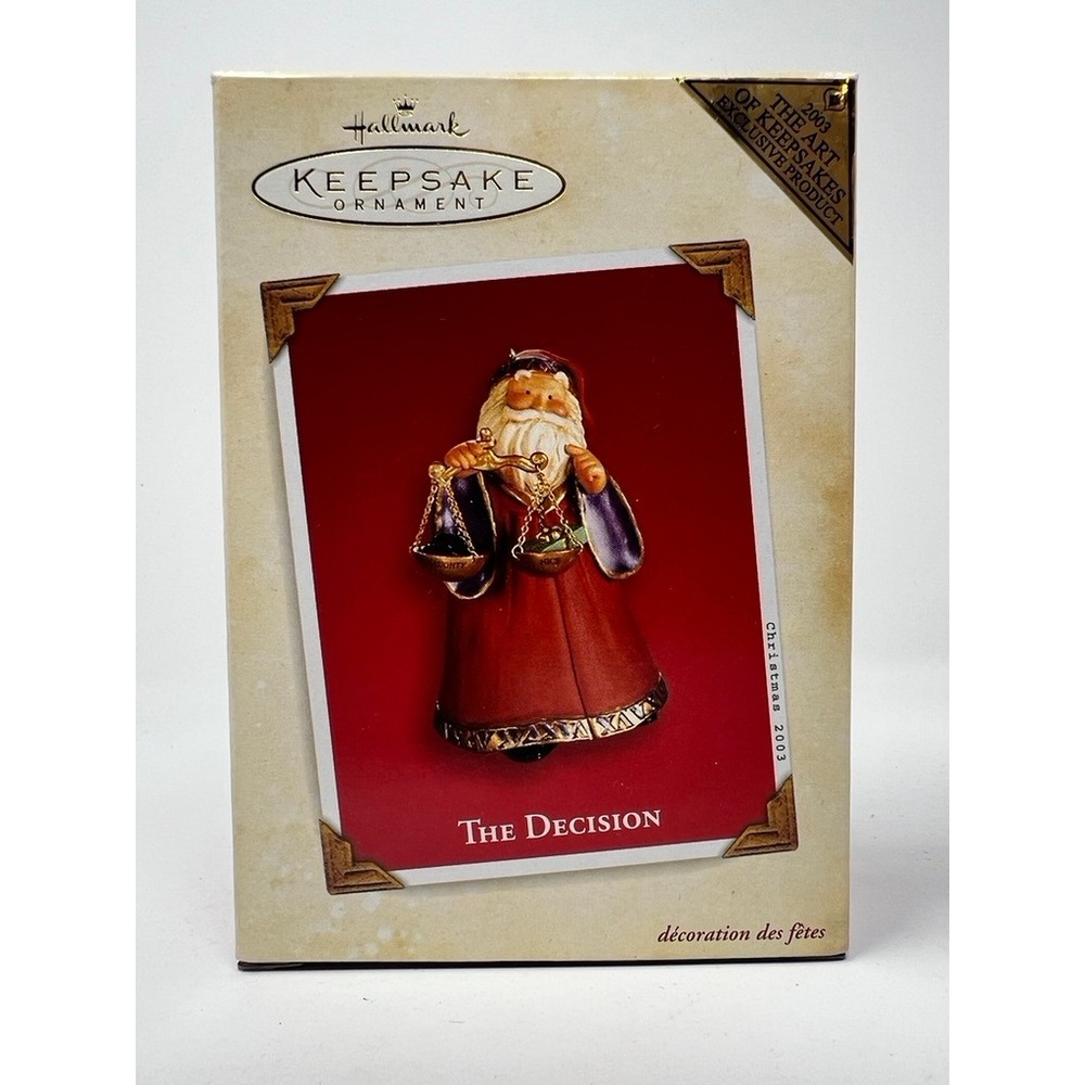 Hallmark The Decision Ornament Santa 2003 Purple Red Naughty Nice Scale